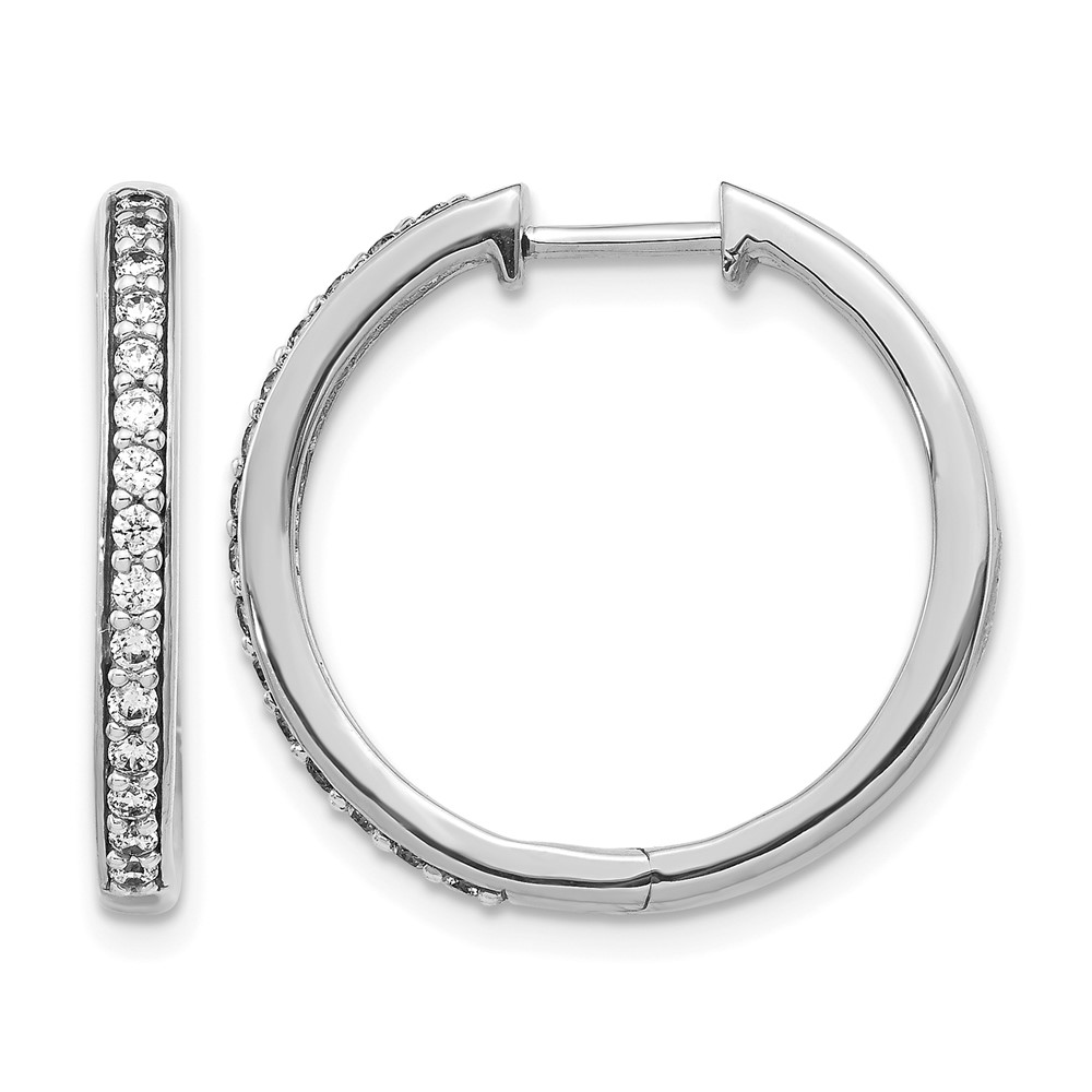 EM4265-033-WA.jpg 14k White Gold Diamond Hinged Hoop Earrings - Image 1