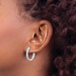 10k White Gold Diamond Hinged Hoop Earrings - Image 3