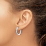 14k White Gold Diamond Hinged Hoop Earrings - Image 3