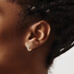 14k Yellow Gold Diamond Milgrain Hinged Hoop Earrings - Image 3