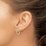 10k Yellow Gold Diamond Milgrain Hinged Hoop Earrings - Image 3