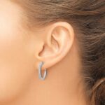 14k White Gold Diamond Milgrain Hinged Hoop Earrings - Image 3