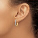 14k Yellow Gold Diamond Milgrain Hinged Hoop Earrings - Image 3