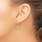 14k Yellow Gold Diamond Milgrain Hinged Hoop Earrings - Image 3