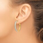 14k Yellow Gold Diamond Milgrain Hinged Hoop Earrings - Image 3