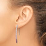14k White Gold Ombre Pink Sapphire and Diamond Drop Wire Earrings - Image 3