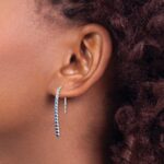 14k White Gold Ombre Sapphire and Diamond Drop Wire Earrings - Image 3