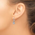 14k White Gold 1/2 carat Diamond Square Cluster Leverback Earrings - Image 3