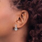 14k White Gold 1/6 carat Lab Grown Diamond VS/SI+ G+ Complete Dangle Teardrop Post Earrings - Image 3