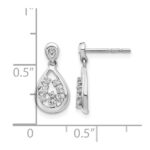 14k White Gold 1/6 carat Diamond Teardrop Dangle Post Earrings - Image 4