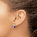 14k White Gold 7mm Cushion Checkerboard February/Amethyst and Diamond Post Earrings - Image 3