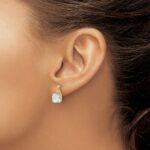 10k Checkerboard Aquamarine and Diamond Earrings - Image 3