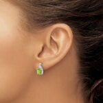14k White Gold 7mm Cushion Checkerboard August/Peridot and Diamond Post Earrings - Image 3