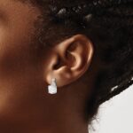14k White Gold 7mm Cushion Checkerboard April/White Topaz and Diamond Post Earrings - Image 3