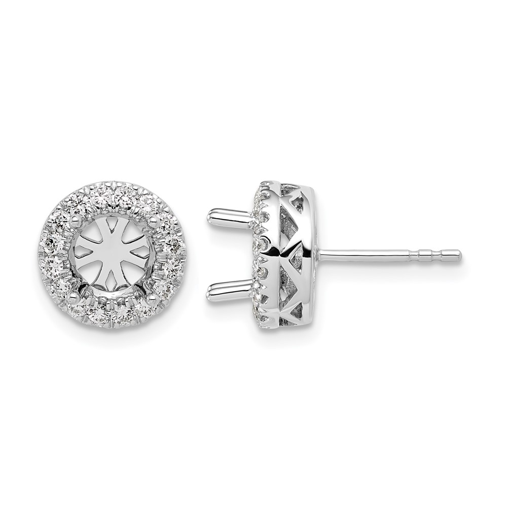 EM4452-250-WAA.jpg 14k White Gold 1/2 carat Certified Lab Grown Diamond VS/SI+ G+ Semi Mount Round Halo Post Earrings - Image 1