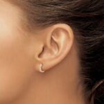 10k Rose Gold Polished Diamond Hinged Hoop Earrings - Image 3