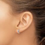 14k White Gold Diamond Hinged Hoop Earrings - Image 3