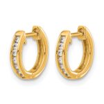 14k Gold Polished Diamond Hinged Hoop Earrings - Image 2