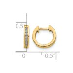 14k Gold Polished Diamond Hinged Hoop Earrings - Image 4