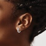 14k White Gold Diamond Hinged Hoop Earrings - Image 3