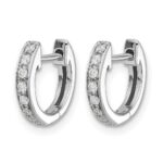 14k White Gold Diamond Hinged Hoop Earrings - Image 2