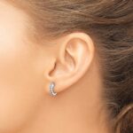 14k White Gold Diamond Hinged Hoop Earrings - Image 3