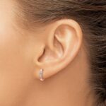 10k Rose Gold Polished Diamond Hinged Hoop Earrings - Image 3