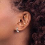 10k White Gold Polished Diamond Hinged Hoop Earrings - Image 3