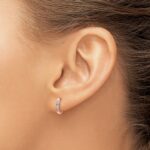 14k Rose Gold Polished Diamond Hinged Hoop Earrings - Image 3