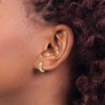 10k Gold Polished Diamond Hinged Hoop Earrings - Image 3
