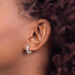 14k White Gold Diamond Hinged Hoop Earrings - Image 3
