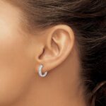 10k White Gold Diamond Hinged Hoop Earrings - Image 3