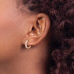 14k Rose Gold Diamond Hinged Hoop Earrings - Image 3