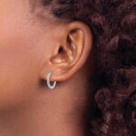 14k White Gold Diamond Hoop Earrings - Image 3