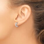 14k White Gold Baguette Diamond Hinged Hoop Earrings - Image 3