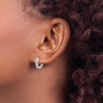 14k White Gold Diamond Hinged Hoop Earrings - Image 3