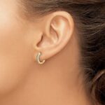 10k Diamond Hinged Hoop Earrings - Image 3