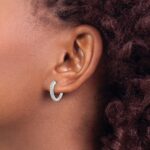 10k White Gold Diamond Complete Hinged Hoop Earrings - Image 3