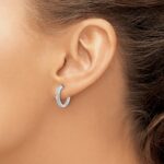 14k White Gold Diamond Complete Hinged Hoop Earrings - Image 3