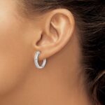 14k White Gold Diamond Hinged Hoop Earrings - Image 3