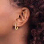 14k Diamond Oval Hinged Hoop Earrings - Image 3