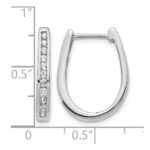 10k White Gold Diamond Oval Hinged Hoop Earrings - Image 4