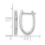 10k White Gold Diamond Oval Hinged Hoop Earrings - Image 4