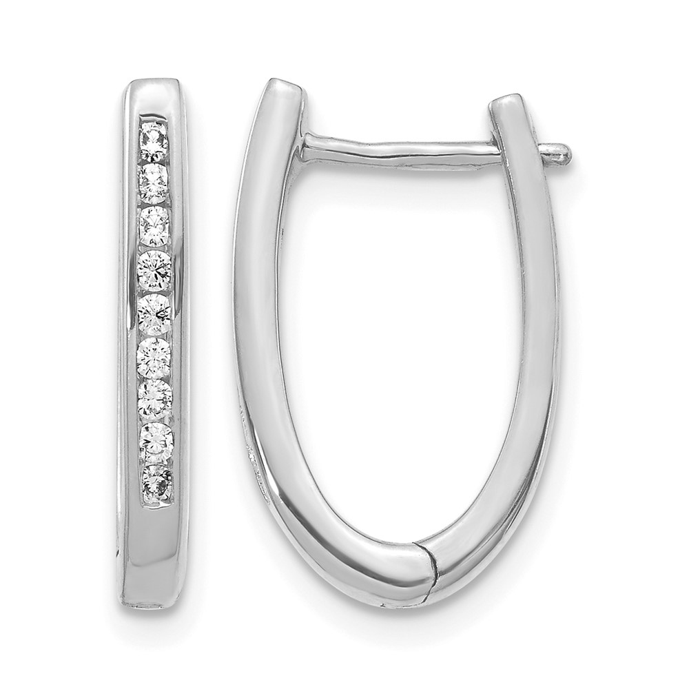 EM5370-025-WA-1.jpg 14k White Gold 1/4 carat Lab Grown Diamond VS/SI+ G+ Complete Hinged Hoop Earrings - Image 1