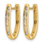 14k Diamond Oval Hinged Hoop Earrings - Image 2