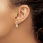14k Diamond Oval Hinged Hoop Earrings - Image 3