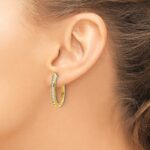 10k Diamond Oval Hinged Hoop Earrings - Image 3