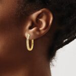 14k Diamond Oval Hinged Hoop Earrings - Image 3