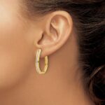 14k Diamond Oval Hinged Hoop Earrings - Image 3