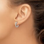 14k White Gold Diamond Hinged Hoop Earrings - Image 3